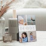 Custom "Bubbe" Grandchildren Photo Collage Plaque<br><div class="desc">Create a sweet gift for grandma with this four photo collage plaque. "BUBBE" appears in the center in chic gray lettering,  with your custom message and grandchildren's names overlaid.</div>