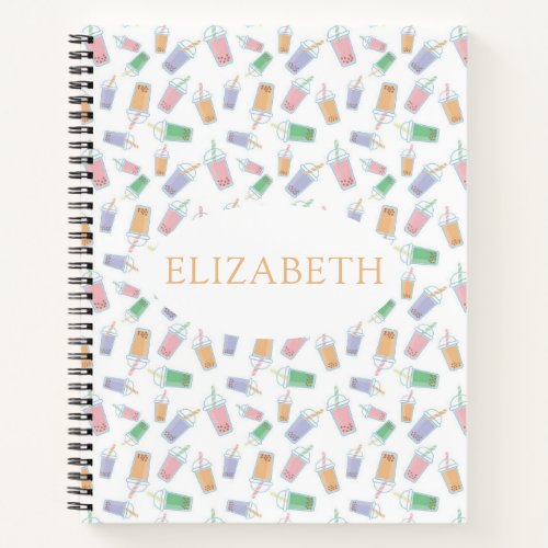 Custom Bubble Tea Pattern Photo Cute Name Notebook