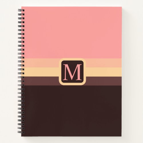 Custom Bubblegum Pink Coffee Brown Color Block Notebook
