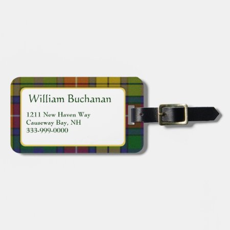 Custom Buchanan Tartan Plaid Luggage Tag
