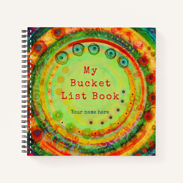 Custom  Bucket List Inspirational Colorful Fun Notebook (Front)