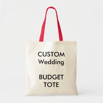 Custom Budget Tote Bag (red Colour Handles) by PersonaliseMyWedding at Zazzle