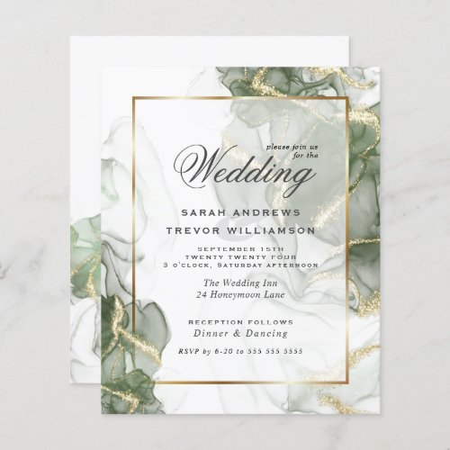 Custom Budget Wedding Gold Muted Sage Green Ink