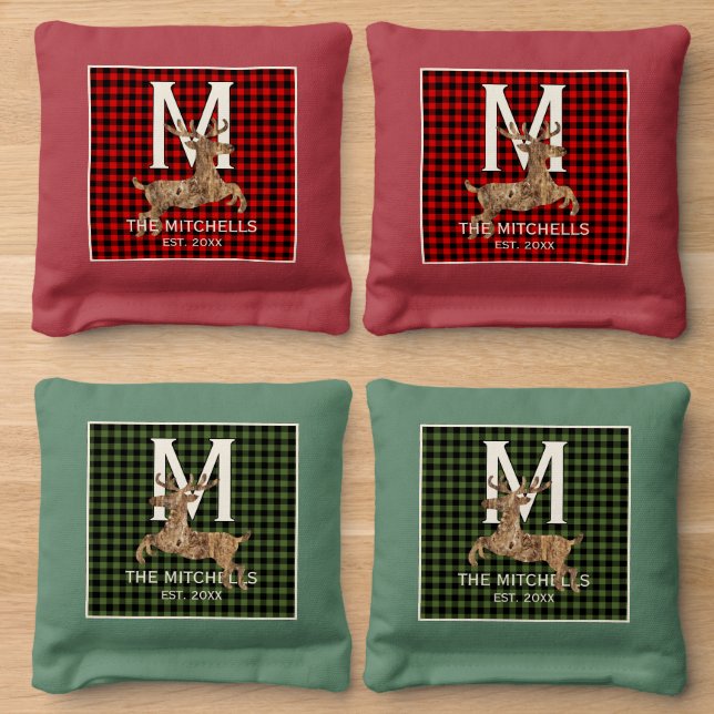 Custom Buffalo Lumberjack Plaid Checks Pattern Cornhole Bags (Wood)