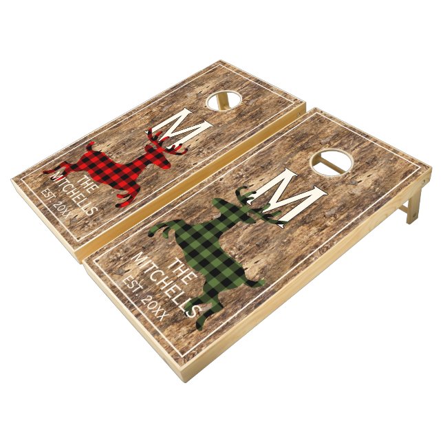 Custom Buffalo Lumberjack Plaid Checks Pattern Cornhole Set (Angled)