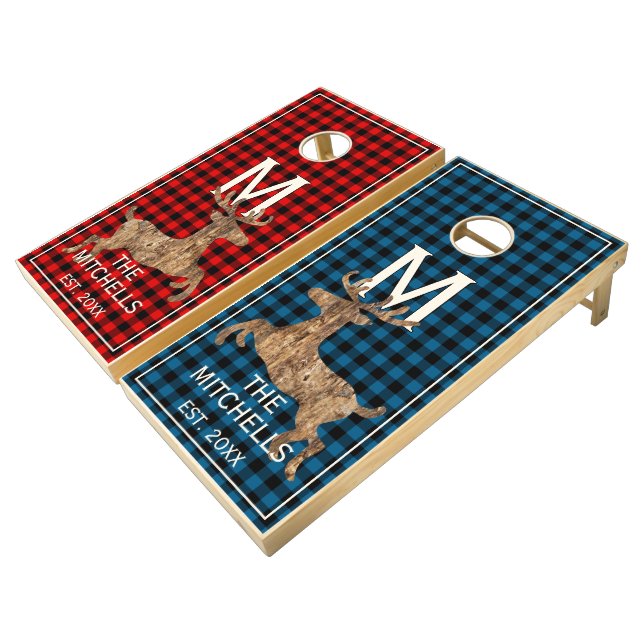 Custom Buffalo Lumberjack Plaid Checks Pattern Cornhole Set (Angled)
