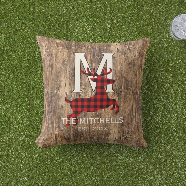 Custom Buffalo Lumberjack Plaid Checks Pattern Outdoor Pillow (Grass)