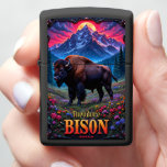 Custom Buffalo Mountain Arch Floral Moon Zippo Lighter