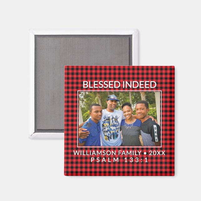 Custom Buffalo Plaid Family Christian Christmas  Magnet (Front/Back)