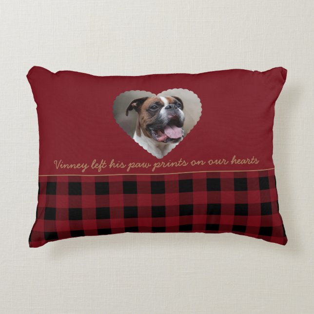 Custom Buffalo Plaid Heart Accent Pillow (Front)