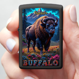 Custom Buffalo Wildlife Vibrant Sunset Zippo Lighter