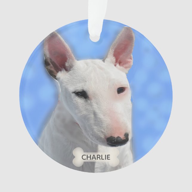 Custom Bull Terrier Dog Photo Ornament (Front)