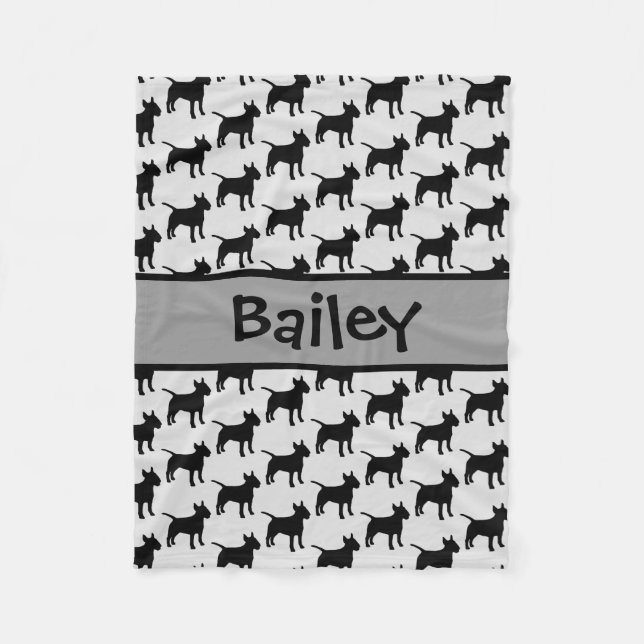 Custom Bull Terrier Dog Silhouette Fleece Blanket (Front)