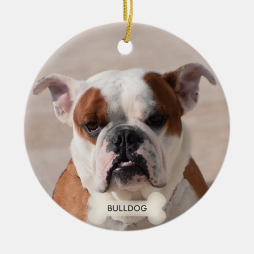 Custom Bulldog Boxer Dog Photo Ceramic Ornament