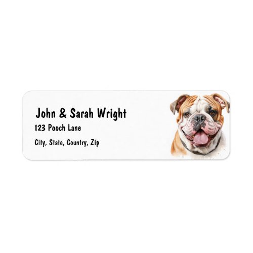Custom Bulldog  Dog Address Label