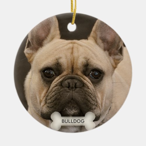 Custom Bulldog Dog Photo Ceramic Ornament