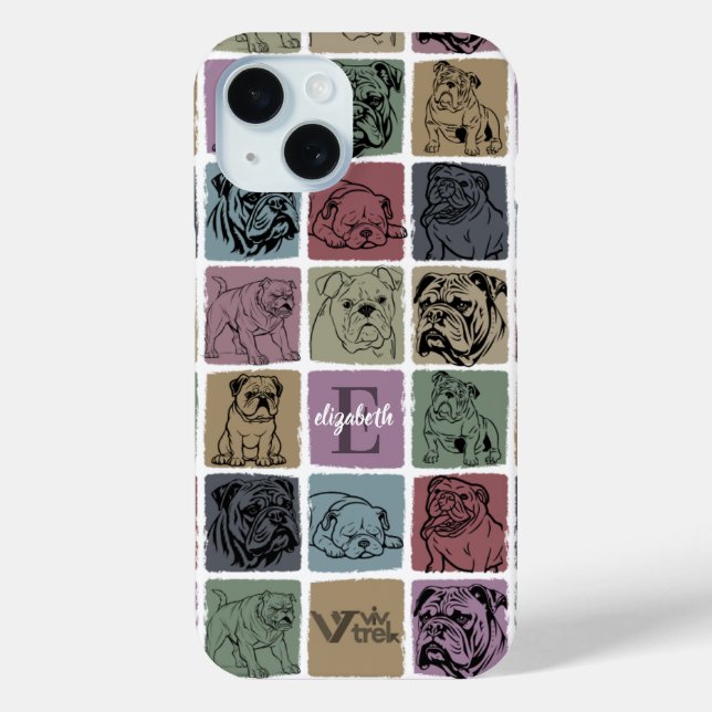 Custom Bulldog Floral Art Boho Pet Lover Gift Case-Mate iPhone Case (Back)