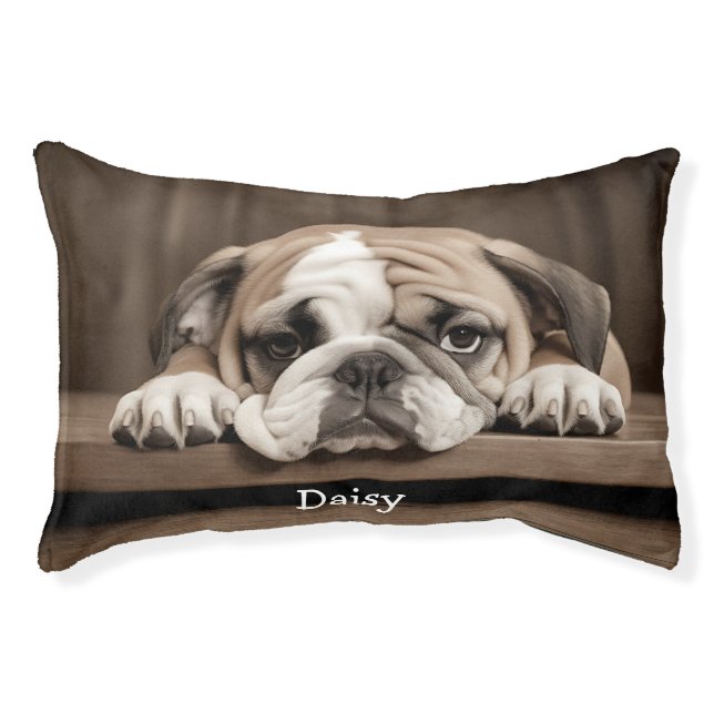 Custom Bulldog Pet Animal Name Bed (Front)