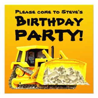 Bulldozer Birthday Invitations 7