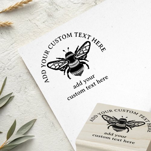 Custom Bumble Bee Add Your Own Message Rubber Stamp