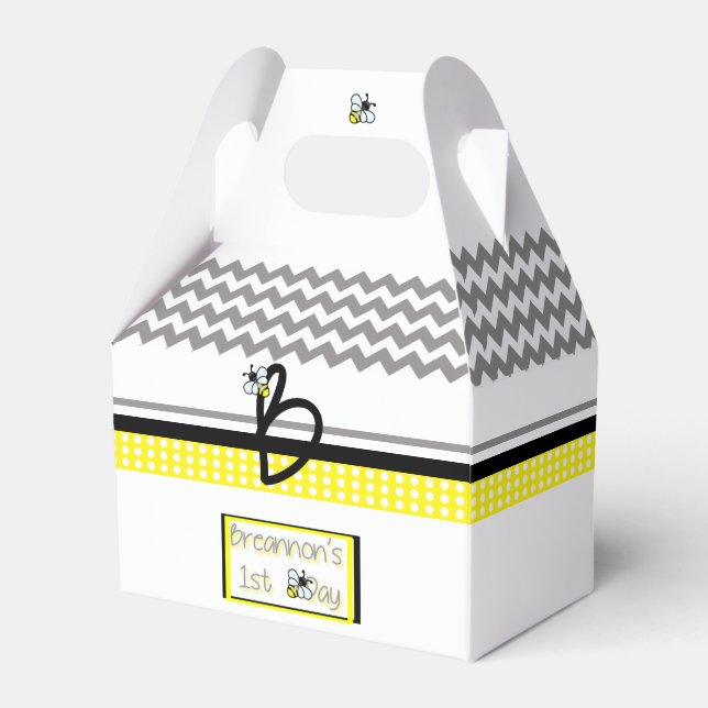 Custom Bumble Bee Birthday Favor Box (Front Side)