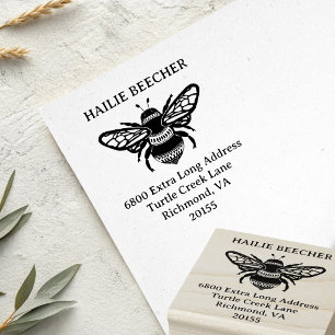 Custom Bumble Bee Extra Long Return Address Rubber Stamp