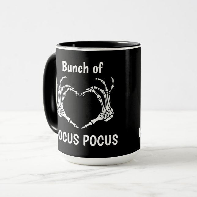 Custom BUNCH OF HOCUS POCUS Skeleton Hands Heart  Mug (Front Left)