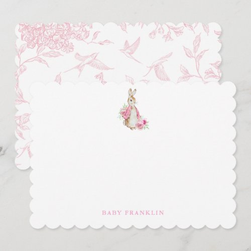 Custom Bunny Girl Stationery New baby Nursery Note Card