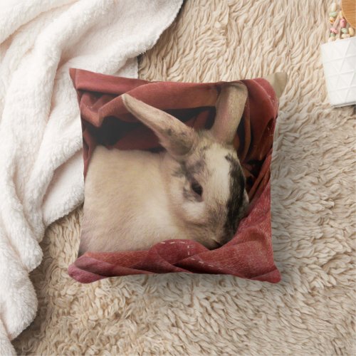 Custom Bunny Photo Keepsake Throw Pillow
