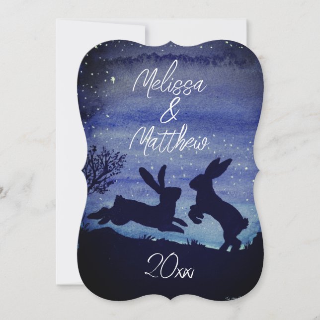 Custom Bunny Rabbit Blue Night Wedding Anniversary (Front)