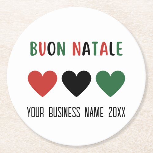 Custom Buon Natale Italian Christmas Greeting Round Paper Coaster