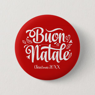 Custom Buon Natale Italian Merry Christmas Button
