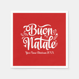 Custom Buon Natale Italian Merry Christmas Napkins