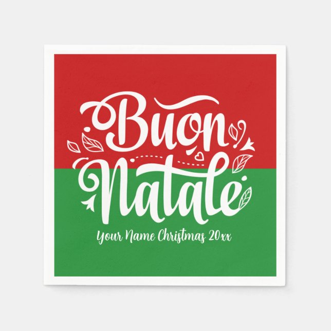 Custom Buon Natale Italian Merry Christmas Napkins (Front)