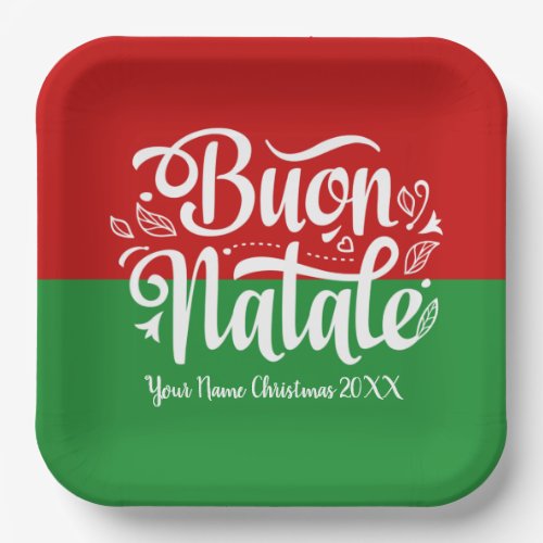 Custom Buon Natale Italian Merry Christmas Paper Plates