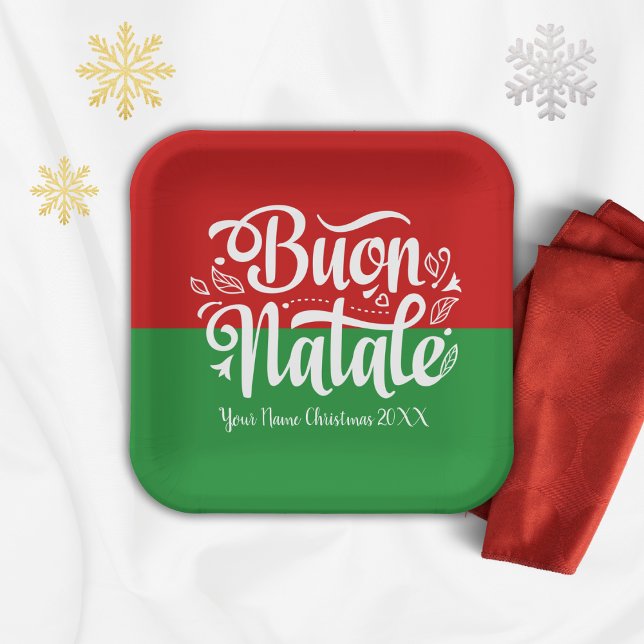 Custom Buon Natale Italian Merry Christmas Paper Plates (Creator Uploaded)