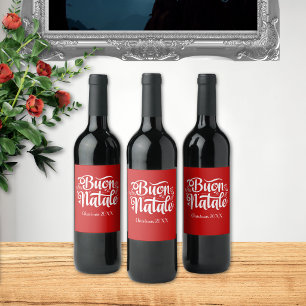 Custom Buon Natale Italian Merry Christmas Wine Label