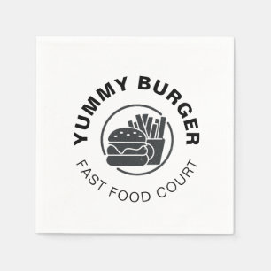 Custom Burger Fast Food Restaurant Logo Square  Napkins