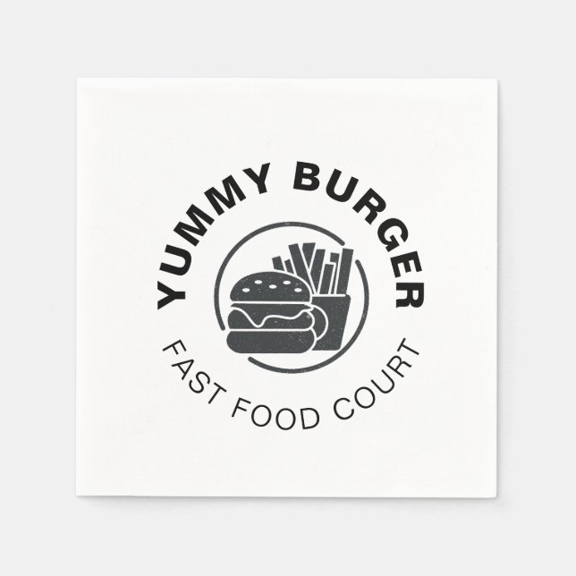 Custom Burger Fast Food Restaurant Logo Square  Napkins (Front)