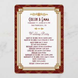 Custom Burgundy Art Deco Wedding Programs
