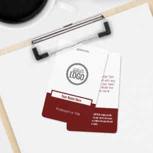 Custom Burgundy Color Block Professional Name Badge