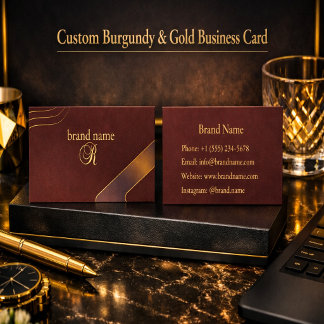 Custom Burgundy & Gold Business Card