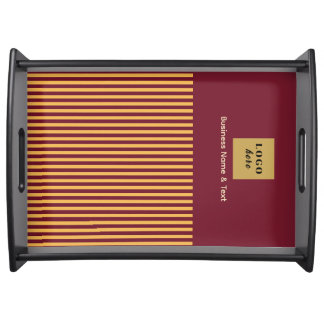 Custom Burgundy & Gold Stripe Serving Tray
