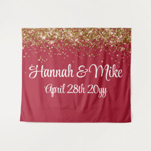 Custom Burgundy Gold Wedding Backdrop Photo Booth