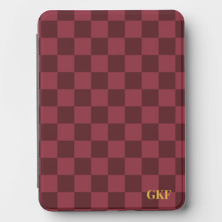 Custom Burgundy Maroon Checkerboard Monogram Kindle Cover