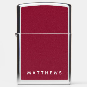 Custom Burgundy Personalized Name Zippo Lighter
