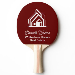 Custom Burgundy Real Estate Company Ping Pong Paddle