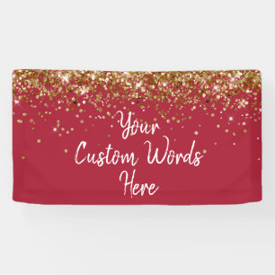 Custom Burgundy Red and Gold Birthday Party Photo Banner