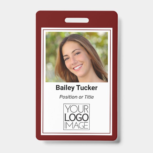 Custom Burgundy Simple Color Professional Name Badge (Front)
