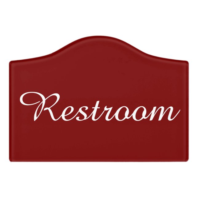 Custom Burgundy Simple Restroom Arrow  Door Sign (Small Crest Front)